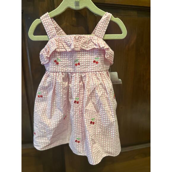 Starting Out Other - NWT Pink Striped Seersucker Baby Girls Cute Summer Cherry Dress 18M